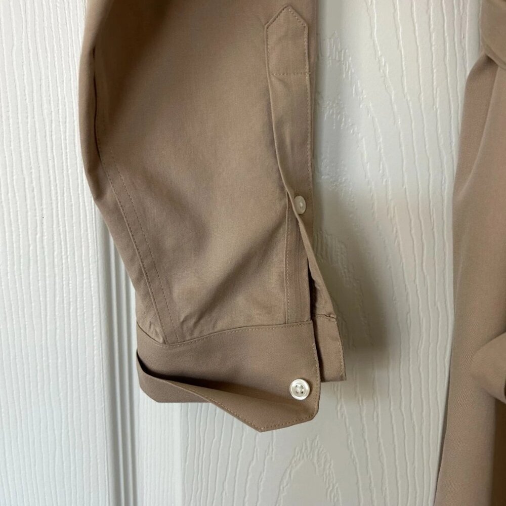 Brooks Brothers 346 Utility Shirt Dress Size 6 Beige Cotton Belted Long Sleeve - Picture 4 of 8